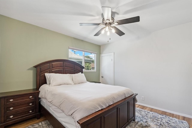 3154 N Columbine St, Denver, CO 80205 - bedroom with light wood-type flooring and ceiling fan