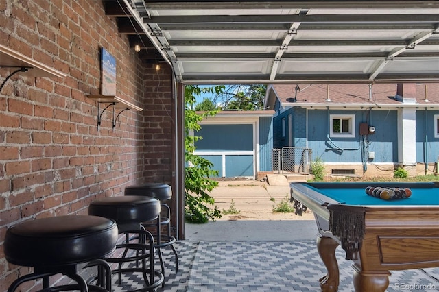 3154 N Columbine St, Denver, CO 80205 - rec room featuring billiards table and brick wall
