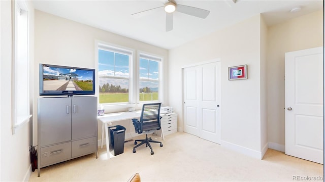 55 Morgan Cir, Erie, CO 80516 - carpeted office space with a ceiling fan and baseboards