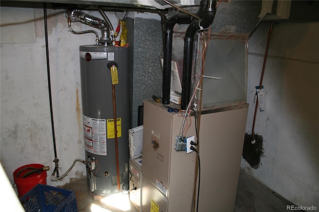 utilities featuring water heater and heating unit