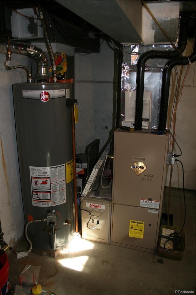 utility room with water heater