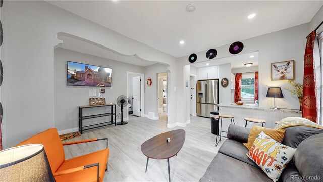 living room featuring light hardwood / wood-style floors