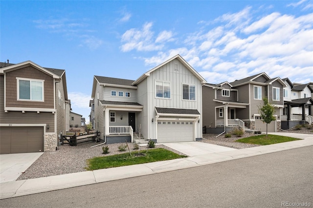 199 Simmental Loop, Castle Rock, CO 80104 - view of property with board and batten siding, an attached garage, driveway, and a residential view