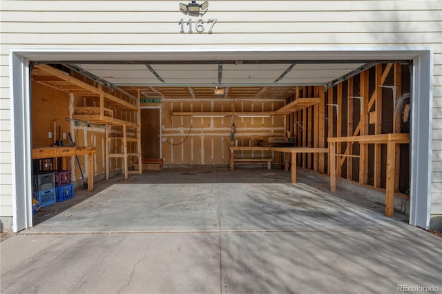 garage with a garage door opener