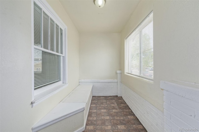hall with stone finish floor