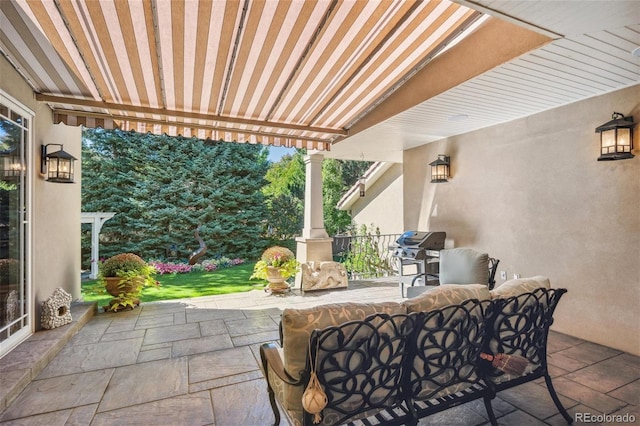 view of patio / terrace featuring grilling area and an outdoor living space