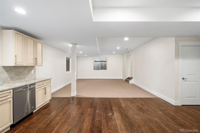 5372 W 68th Ave, Arvada, CO 80003 - finished basement featuring dark wood-type flooring, baseboards, and recessed lighting