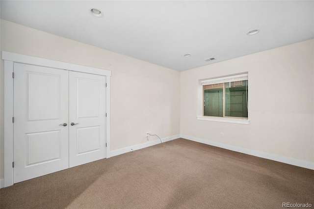 5372 W 68th Ave, Arvada, CO 80003 - unfurnished bedroom featuring baseboards, recessed lighting, visible vents, and carpet floors