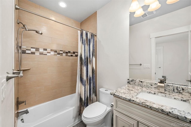 5372 W 68th Ave, Arvada, CO 80003 - full bathroom featuring vanity, toilet, visible vents, and shower / bath combo