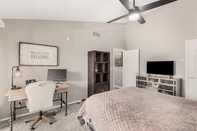 2955 Blue Sky Cir Unit 6-307, Erie, CO 80516 - bedroom featuring carpet floors, high vaulted ceiling, and an office area