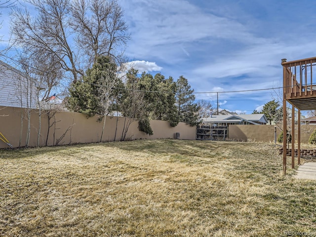 view of yard featuring a fenced backyard