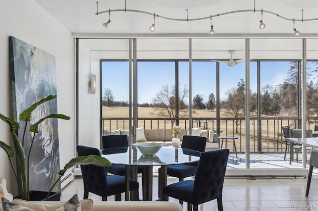 sunroom with a baseboard radiator