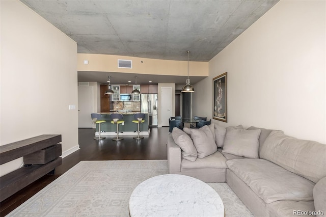 living room with hardwood / wood-style floors