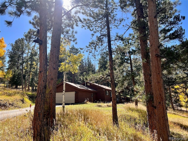 14 Aspen Dr, Bailey, CO 80421 - view of property exterior featuring a garage and metal roof