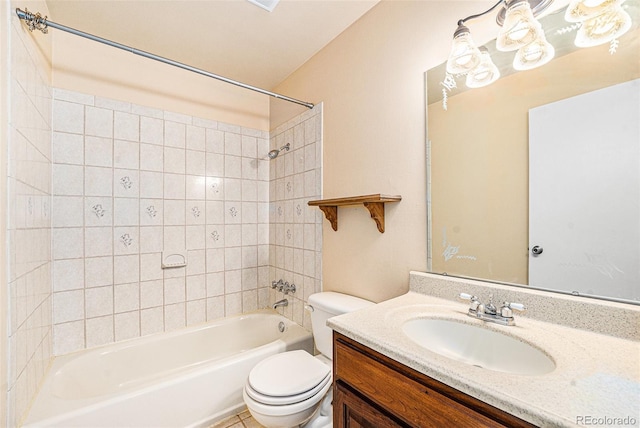 full bathroom featuring vanity, toilet, and bathing tub / shower combination