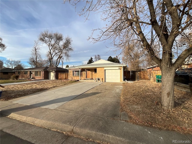 single story home with a garage