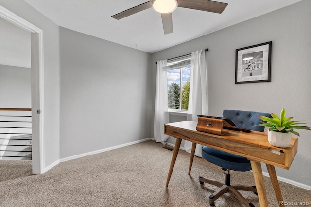 19935 E Stanford Dr, Centennial, CO 80015 - office area with carpet flooring, a ceiling fan, and baseboards
