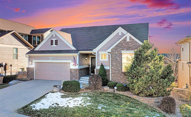 craftsman house featuring central AC unit and a garage