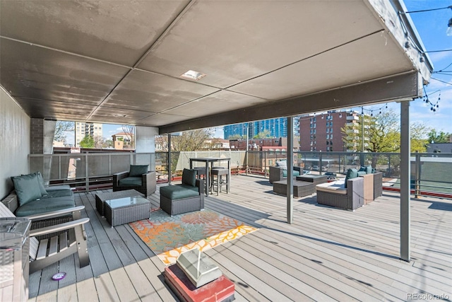 75 N Emerson St Unit 206, Denver, CO 80218 - wooden deck with an outdoor living space and a view of city