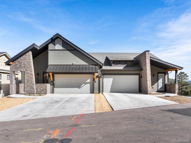 view of front of property with a garage