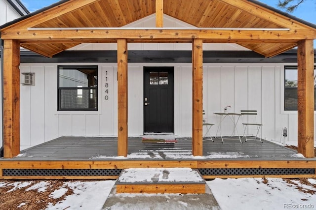 11840 Elkhorn Dr, Franktown, CO 80116 - property entrance with board and batten siding