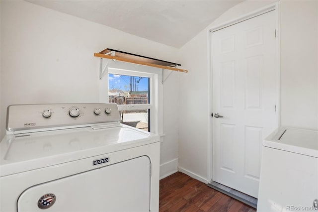 112 S Limit St, Colorado Springs, CO 80905 - laundry area with dark wood-style flooring, laundry area, and baseboards