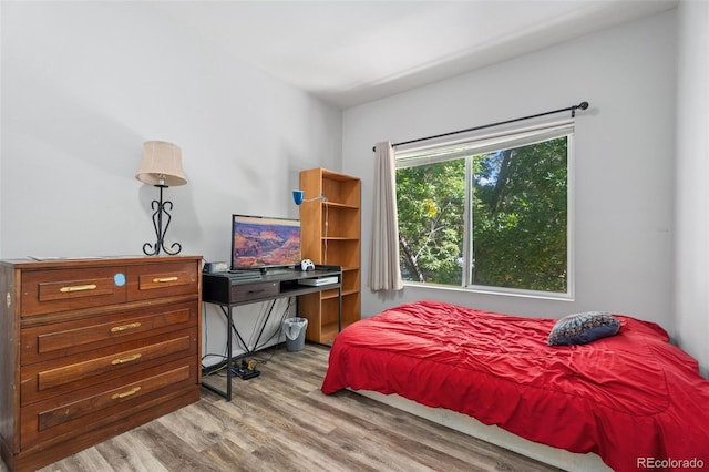 bedroom with light hardwood / wood-style flooring