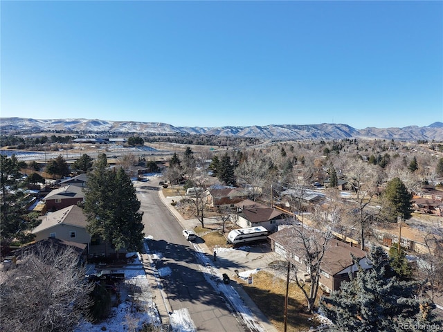 drone / aerial view with a mountain view and a residential view