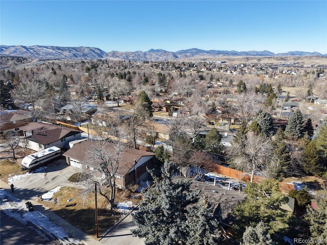 bird's eye view with a mountain view