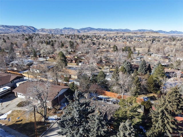 aerial view with a mountain view