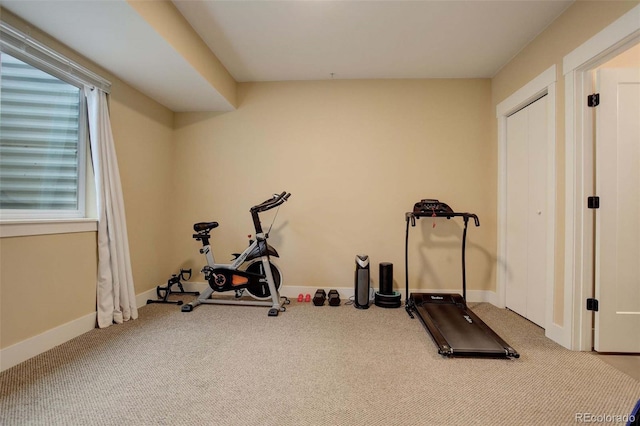 workout room with carpet