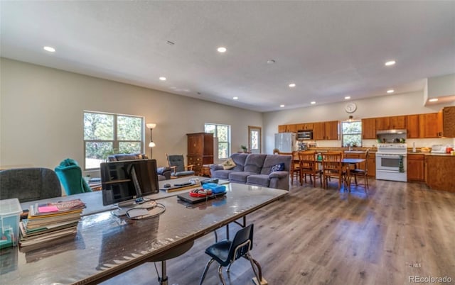 1443 Sangre Dr, Westcliffe, CO 81252 - living area with recessed lighting and wood finished floors