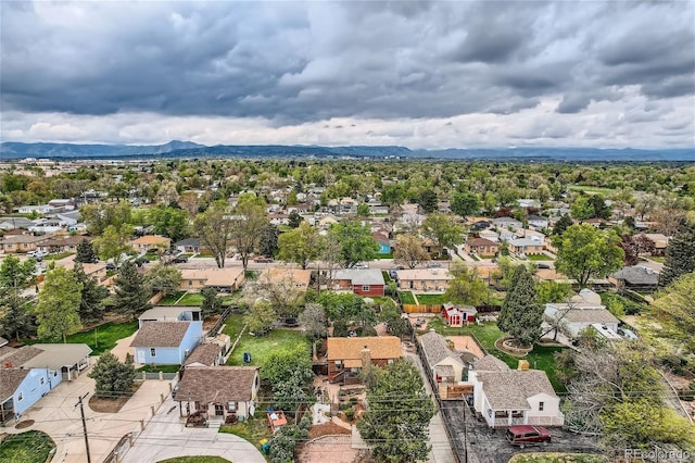 bird's eye view featuring a mountain view