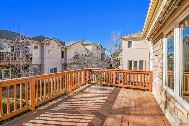 deck with a residential view