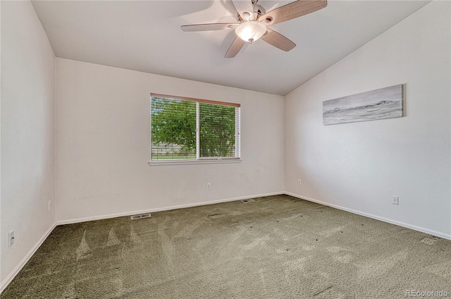 5350 S Quail Way, Littleton, CO 80127 - spare room featuring carpet flooring, lofted ceiling, a ceiling fan, and baseboards