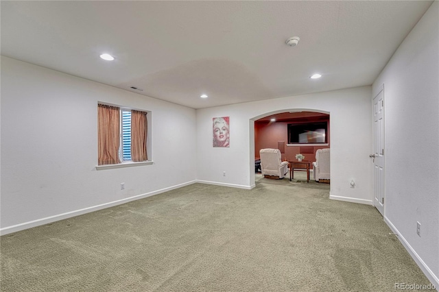 5350 S Quail Way, Littleton, CO 80127 - empty room with arched walkways, carpet, a smoke detector, recessed lighting, and baseboards