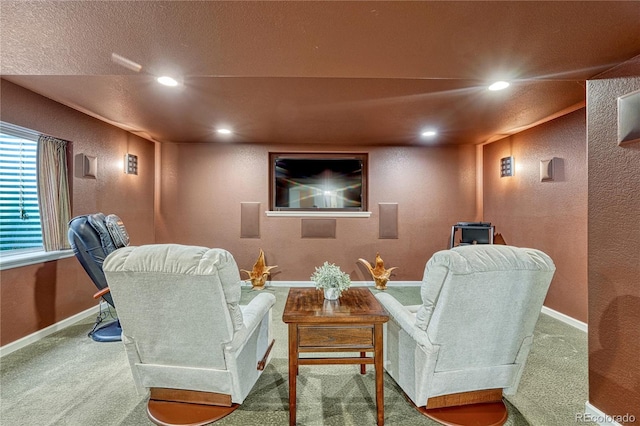 5350 S Quail Way, Littleton, CO 80127 - cinema room with a textured wall, baseboards, carpet floors, and recessed lighting