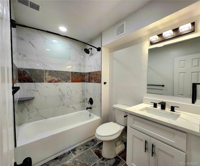 16800 E Bails Pl, Aurora, CO 80017 - bathroom with vanity, shower / washtub combination, and stone finish flooring