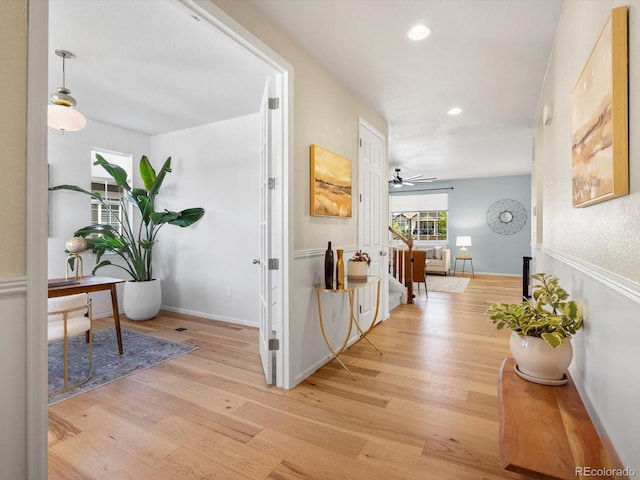 800 Boulder Peak Ave, Erie, CO 80516 - corridor with light wood-type flooring, recessed lighting, and a desk