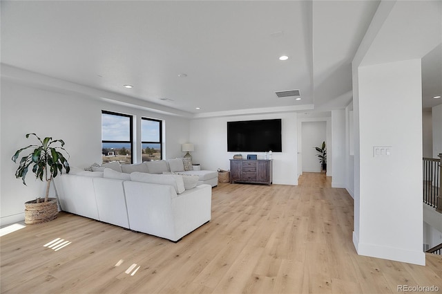 8700 Lost Lake Dr, Franktown, CO 80116 - living room with recessed lighting, light wood-type flooring, visible vents, and baseboards
