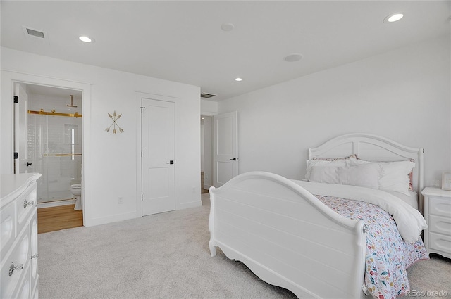 8700 Lost Lake Dr, Franktown, CO 80116 - bedroom featuring visible vents, recessed lighting, and light colored carpet