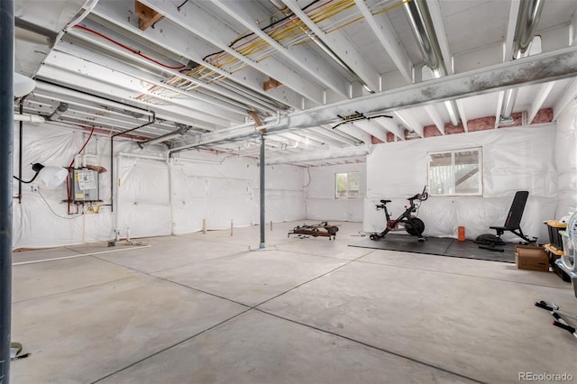 basement with water heater