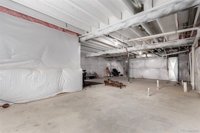 view of unfinished basement