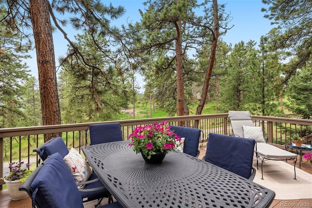 29962 Troutdale Ridge Rd, Evergreen, CO 80439 - deck with outdoor dining space