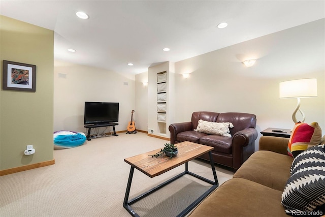 29962 Troutdale Ridge Rd, Evergreen, CO 80439 - living room with baseboards, carpet floors, and recessed lighting