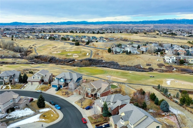 drone / aerial view with a mountain view