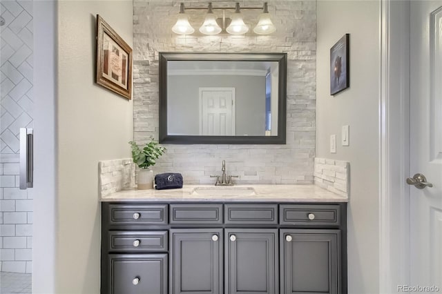 bathroom with vanity and backsplash