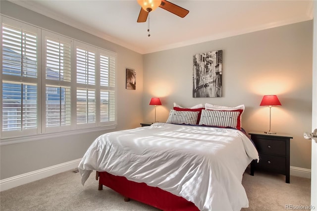 bedroom with light colored carpet