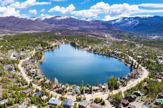 aerial view with a residential view and a water and mountain view