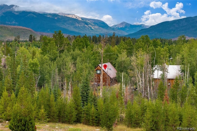 property view of mountains with a forest view